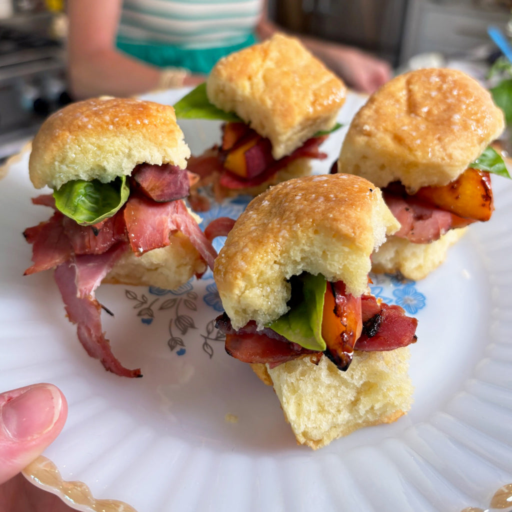 Grilled Peaches & Country Ham Biscuit Sliders