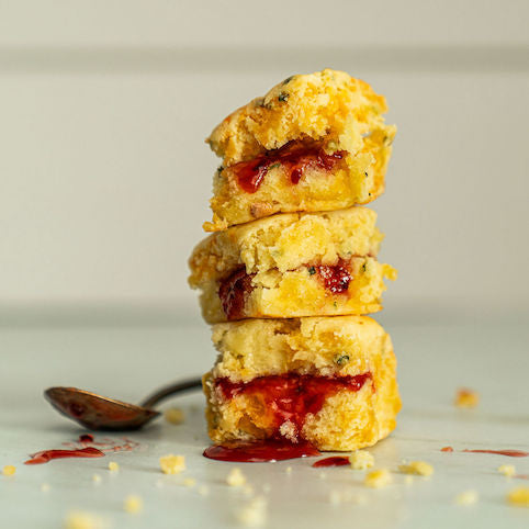 Cheese and Chive Biscuit with Jam