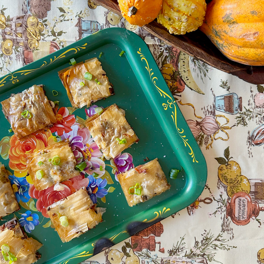 Bacon Green Onion Savory Crisps appetizer on a Thanksgiving Table