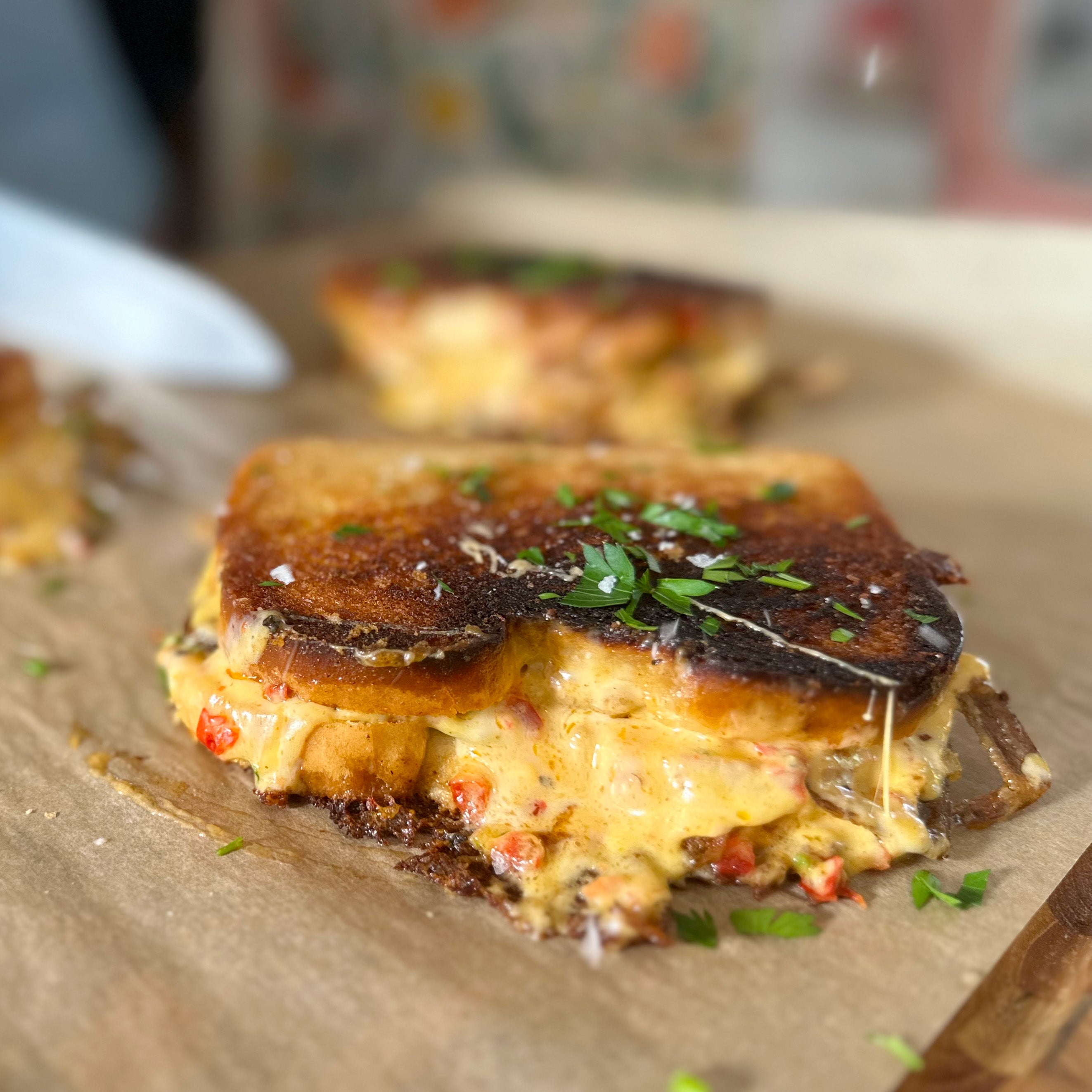 Soft Shell Crab Grilled Pimento Cheese Sandwich