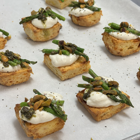 Whipped Ricotta & Roasted Asparagus Biscuit Tartine