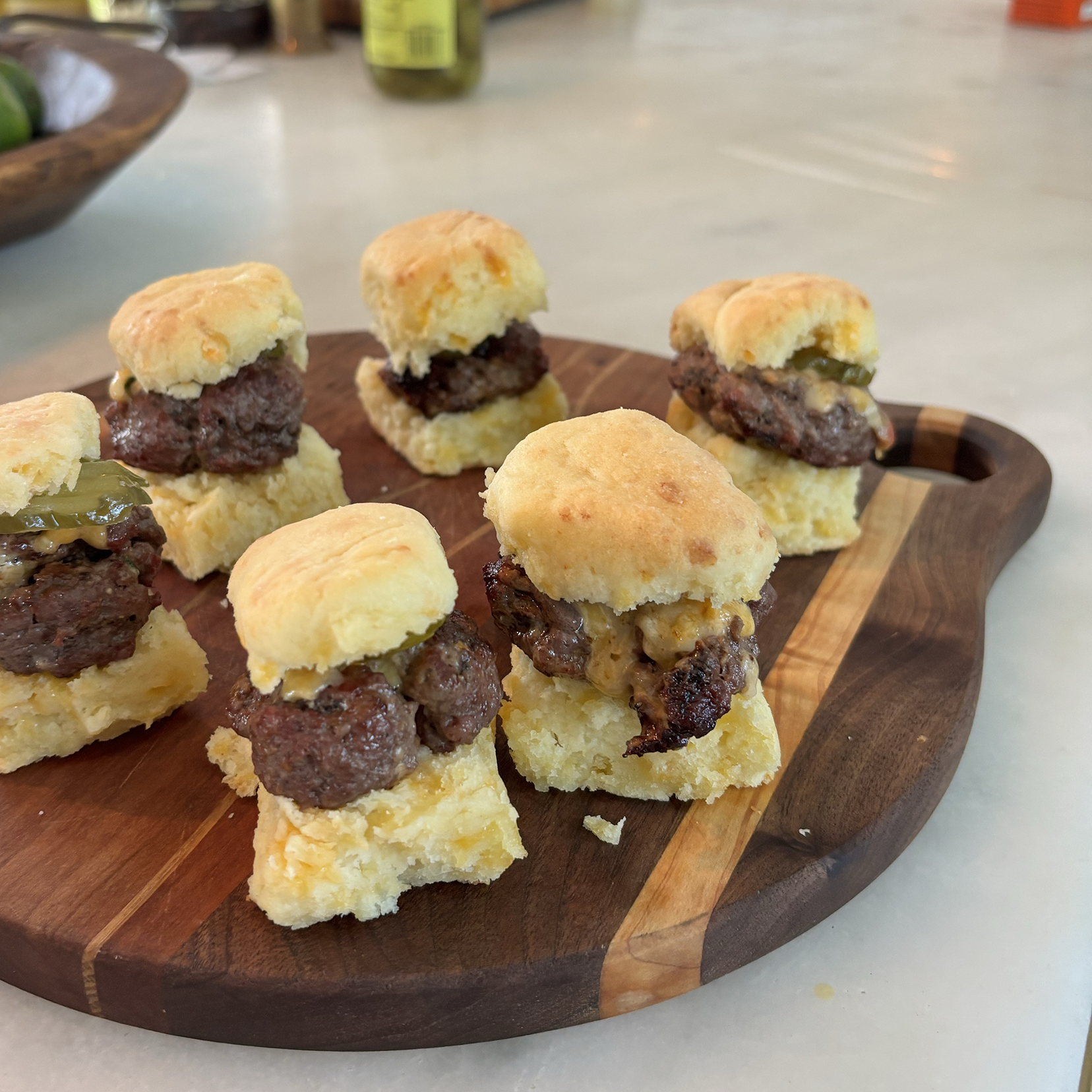 Pimento Cheese Stuffed Cheeseburger Sliders