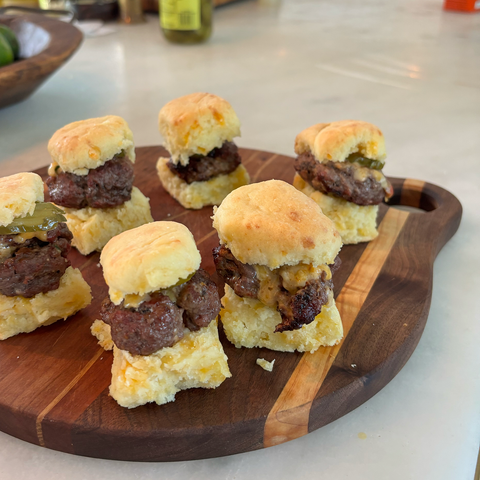 Pimento Cheese Stuffed Cheeseburger Sliders