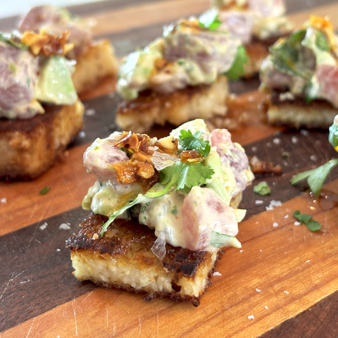 Spicy Tuna & Crispy Grit Cakes