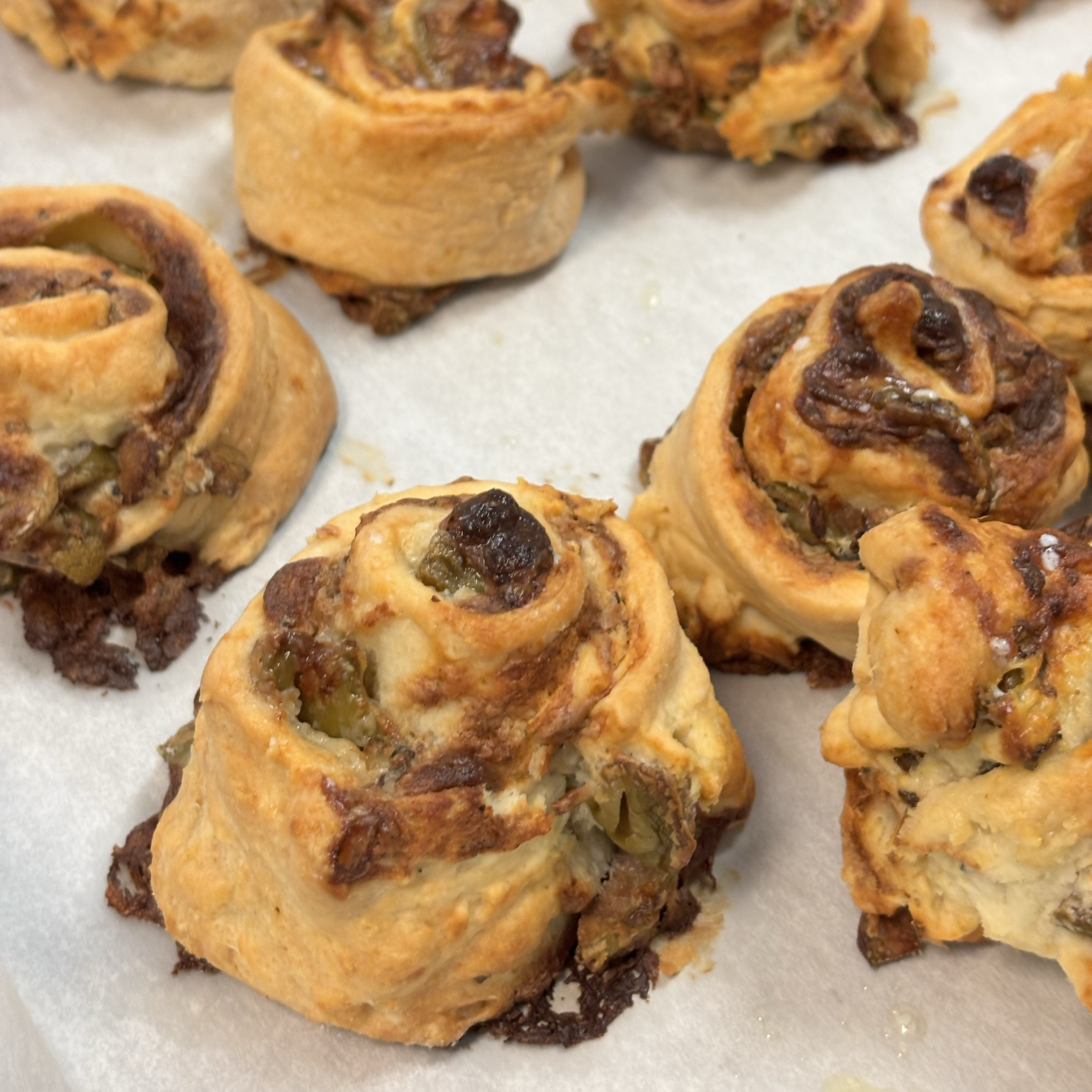"Dirty Martini" Olive Biscuit Pinwheels