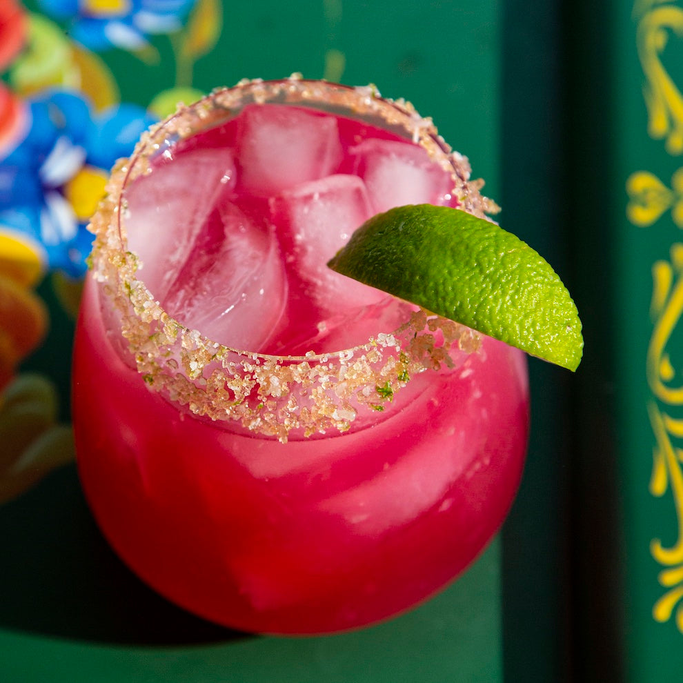 Pomegranate Margaritas with Persian Limes & Red Clay Spicy Margarita Salt